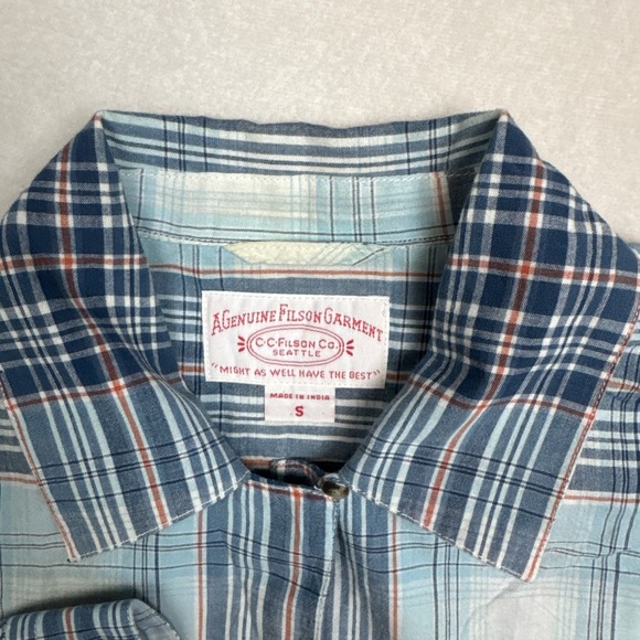 Filson Shirt S Blue Multi Plaid Button Down 100% Cotton Outdoor Workwear 20047 - Picture 2 of 6
